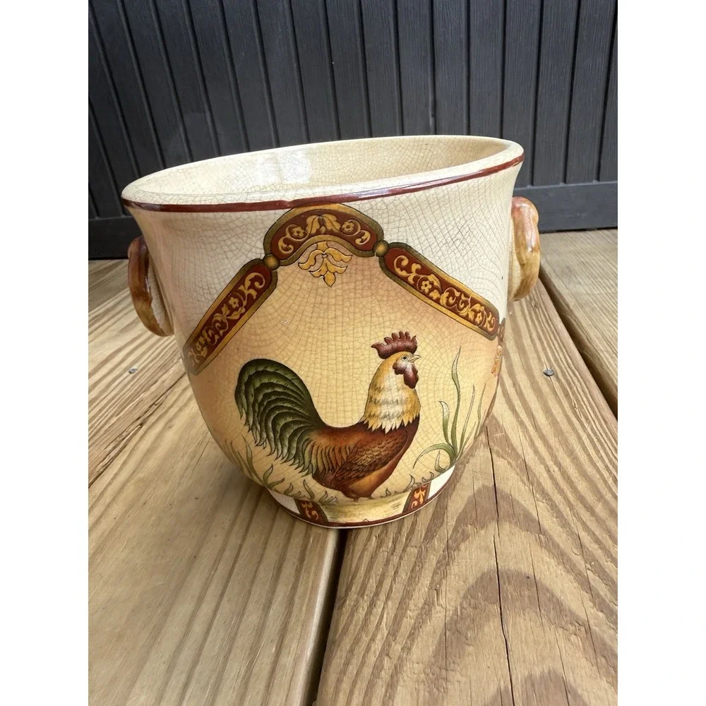 Vintage Rooster Planter Utensil Holder Rustic Farmhouse 6